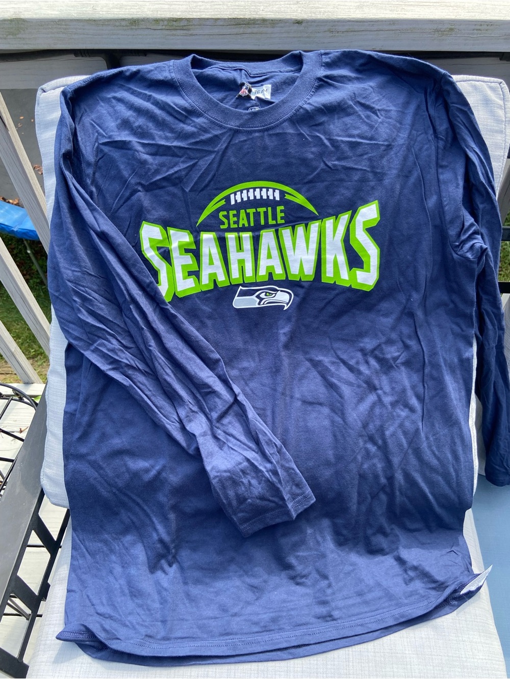 Seattle Seahawks Men’s Long-Sleeve Shirt - Navy/Neon Green